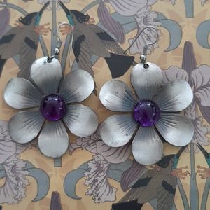 Vintage • '80s pewter flower earrings